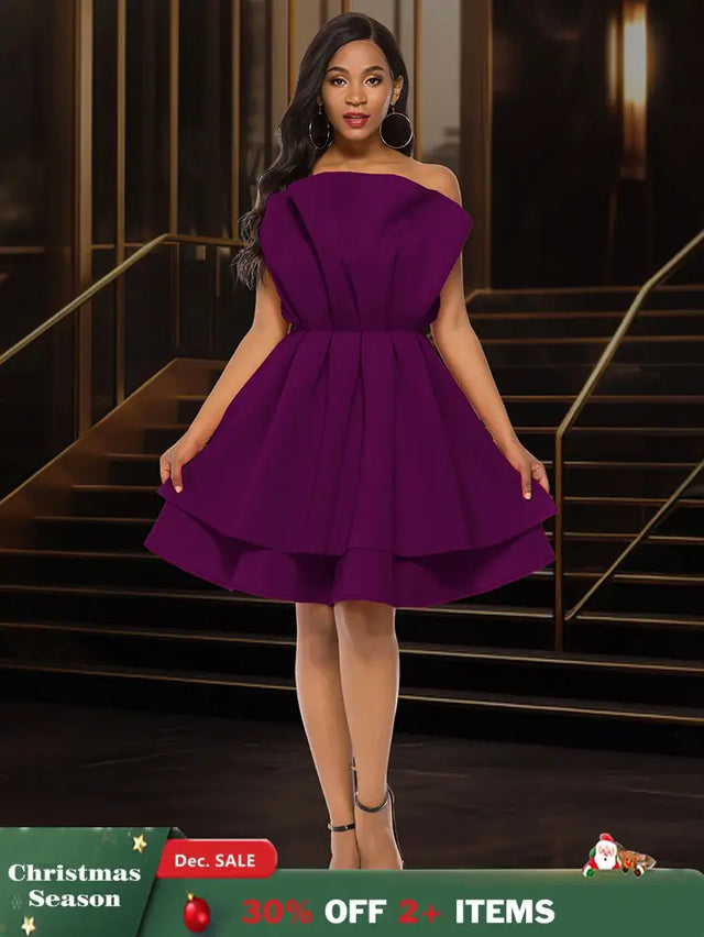 AOMEIDRESS A Line Gown for Women Formal summer Wedding Guest Dress DarkPurple / S