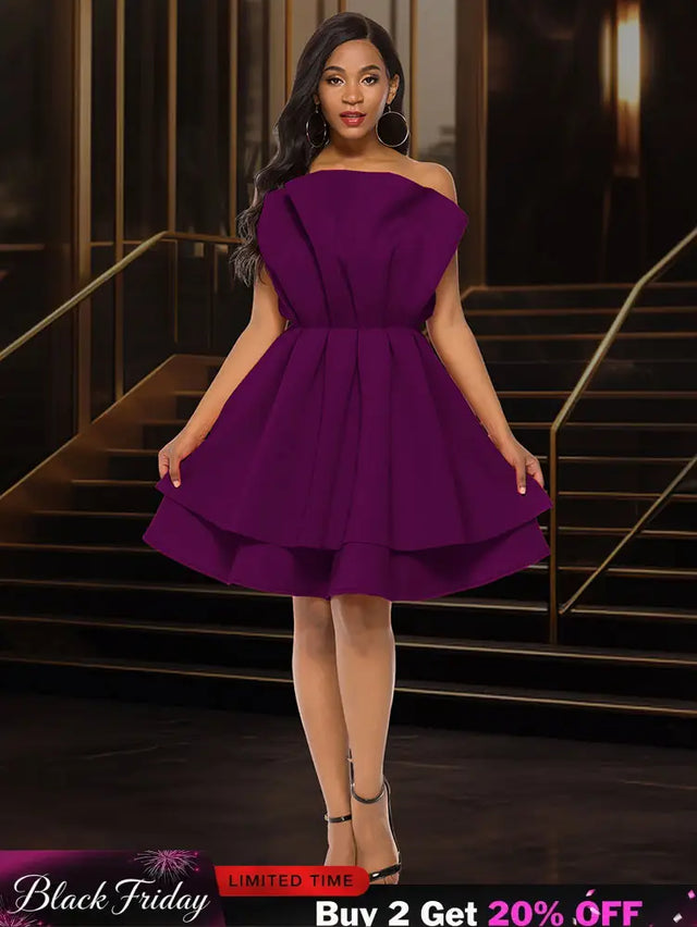 AOMEIDRESS A Line Gown for Women Formal summer Wedding Guest Dress DarkPurple / S