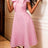 AOMEIDRESS A Line Jacquard Dress O Neck Short Sleeves Big Bow Party - Pink / S