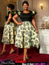 AOMEIDRESS A Line Jacquard Midi Wedding Guests Dresses Pleated Ruffles Black / S
