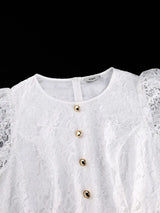 AOMEIDRESS White A Line Lace Dress O Neck Belt Church Party Gowns