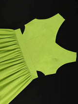 AOMEIDRESS A Line Maxi Party Dress Sleeveless Cut Out Ruffle Design