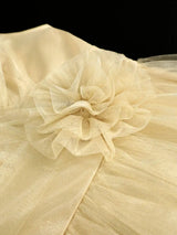 AOMEIDRESS A Line Mesh Dress One Shoulder Drape 3D Flower Bridesmaid