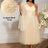 AOMEIDRESS A Line Mesh Dress One Shoulder Drape 3D Flower Bridesmaid Khaki / S