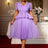 AOMEIDRESS A Line Midi Beaded Party Dress With Waist Belt Puff Sleeve Lavender / 0XL