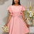 AOMEIDRESS A Line Mini Party Dress Batwing Sleeves Waist Embroidery Pink / S