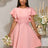 AOMEIDRESS A Line Mini Party Dress Batwing Sleeves Waist Embroidery Pink / S