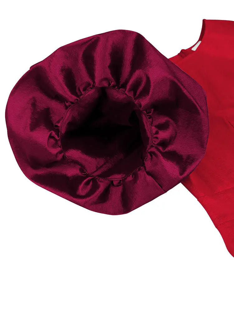 AOMEIDRESS A Line Off Shoulder Dress Puff Sleeve Colorblock Gowns