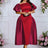 AOMEIDRESS A Line Off Shoulder Dress Puff Sleeve Colorblock Gowns Red / L