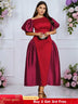 AOMEIDRESS A Line Off Shoulder Dress Puff Sleeve Colorblock Gowns Red / L