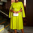 AOMEIDRESS A Line Party Dress O Neck Cloak Sleeve Beading High Waist Green / S