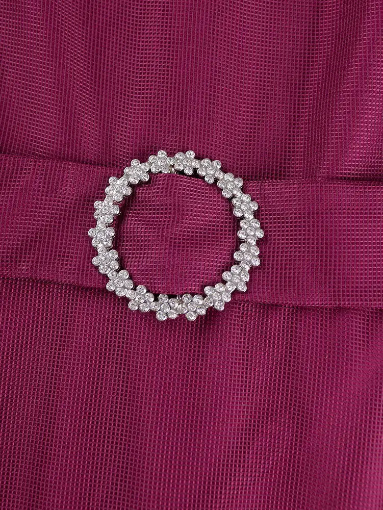 AOMEIDRESS A Line Party Dresses Beading Ruffles Sleeves Lining With Waist Buckle Elegant Curve Ladies