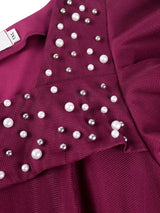 AOMEIDRESS A Line Party Dresses Beading Ruffles Sleeves Lining With Waist Buckle Elegant Curve Ladies