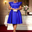 AOMEIDRESS A Line Party Dresses V Neck Ruffles Sleeves Occasion Birthday Event Blue / S
