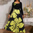 AOMEIDRESS A Line Patchwork Dress Gold Relief Print 3D Flower Gowns Black / S