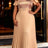 AOMEIDRESS A Line Plated Dress O Neck Ruffles Sleeve Sequin 3D Flower - Khaki / L