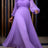 AOMEIDRESS A Line Pleated Chiffon Dress Off The Shoulder Puff Sleeves - Lavender / S