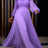 AOMEIDRESS A Line Pleated Chiffon Dress Off The Shoulder Puff Sleeves - Lavender / S