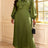 AOMEIDRESS A Line Pleated Dres Bow Tie Puff Sleeves Appliques Gowns ArmyGreen / S