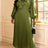 AOMEIDRESS A Line Pleated Dres Bow Tie Puff Sleeves Appliques Gowns ArmyGreen / S