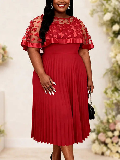 AOMEIDRESS A Line Pleated Dres with Bow Mesh Cape Chic Party Gowns