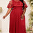 AOMEIDRESS A Line Pleated Dres with Bow Mesh Cape Chic Party Gowns - Red / S