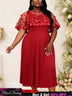 AOMEIDRESS A Line Pleated Dres with Bow Mesh Cape Chic Party Gowns - Red / S