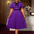 AOMEIDRESS A Line Pleated Dress Bow Neck Colorblock Party Outfit DarkPurple / S