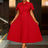 AOMEIDRESS A Line Pleated Dress Cape Sleeve Bow Collar Church Gowns Red / L