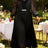 AOMEIDRESS A Line Pleated Dress Chiffon Dress Long Sheer Sleeves Gown - Black / 0XL