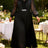 AOMEIDRESS A Line Pleated Dress Chiffon Dress Long Sheer Sleeves Gown - Black / 0XL