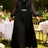 AOMEIDRESS A Line Pleated Dress Chiffon Dress Long Sheer Sleeves Gown - Black / 0XL