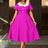 AOMEIDRESS A Line Pleated Dress Peter Pan Collar Short Sleeves Gowns Rose / L