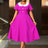 AOMEIDRESS A Line Pleated Dress Peter Pan Collar Short Sleeves Gowns Rose / L