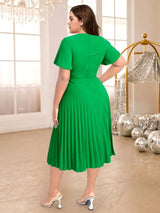 high waist a line pleated dress