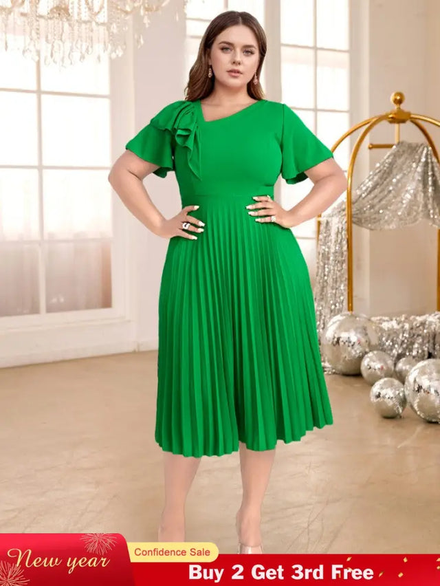 asymmetrical neck midi dress for women