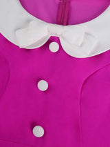 AOMEIDRESS A Line Pleated Dress Peter Pan Collar Short Sleeves Gowns