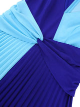 AOMEIDRESS A Line Pleated Dress V Neck Colorblock Casual Party Outfit