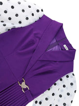 AOMEIDRESS A Line Pleated Dress V Neck Sheer Dot Puff Sleeves Gowns