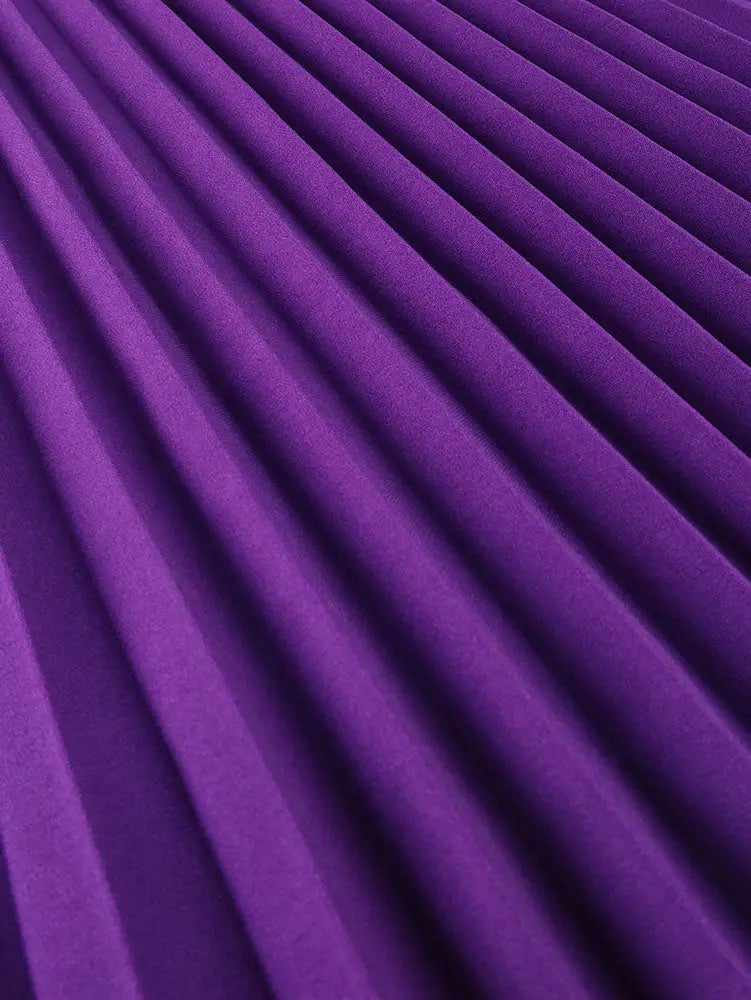 AOMEIDRESS A Line Pleated Dress V Neck Sheer Dot Puff Sleeves Gowns