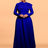 AOMEIDRESS A Line Pleated Dress with Long Sleeves Oversize 3D Flower Blue / L