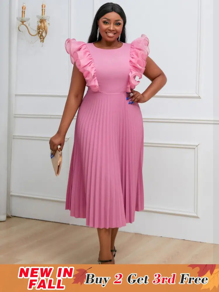Pink bodycon dress is Popular Among Young Women plus size pleated dress