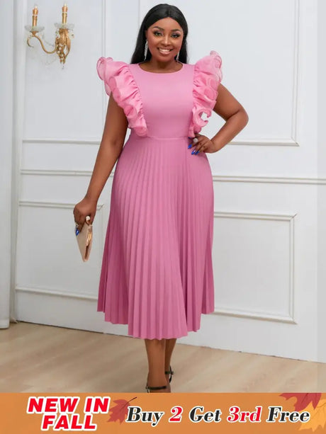 Pink bodycon dress is Popular Among Young Women plus size pleated dress
