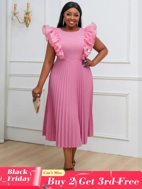 Pink bodycon dress is Popular Among Young Women plus size pleated dress