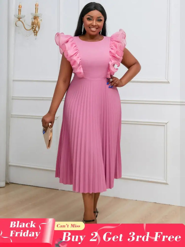 Pink bodycon dress is Popular Among Young Women plus size pleated dress