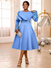 AOMEIDRESS Elegant A Line Sequins Ruffle Dress Flare Sleeve for Party