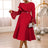 AOMEIDRESS A Line Sequins Ruffle Midi Dress Flare Sleeve For Party Red / S
