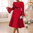 AOMEIDRESS A Line Sequins Ruffle Midi Dress Flare Sleeve For Party Red / S