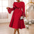 AOMEIDRESS A Line Sequins Ruffle Midi Dress Flare Sleeve For Party Red / S