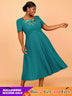 AOMEIDRESS A Line Wedding Guest Dresses V Neck Embroidered Sequin Green  